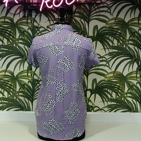 Nooworks Lilac Snake Print S/S Button Down - Picture 3 of 6